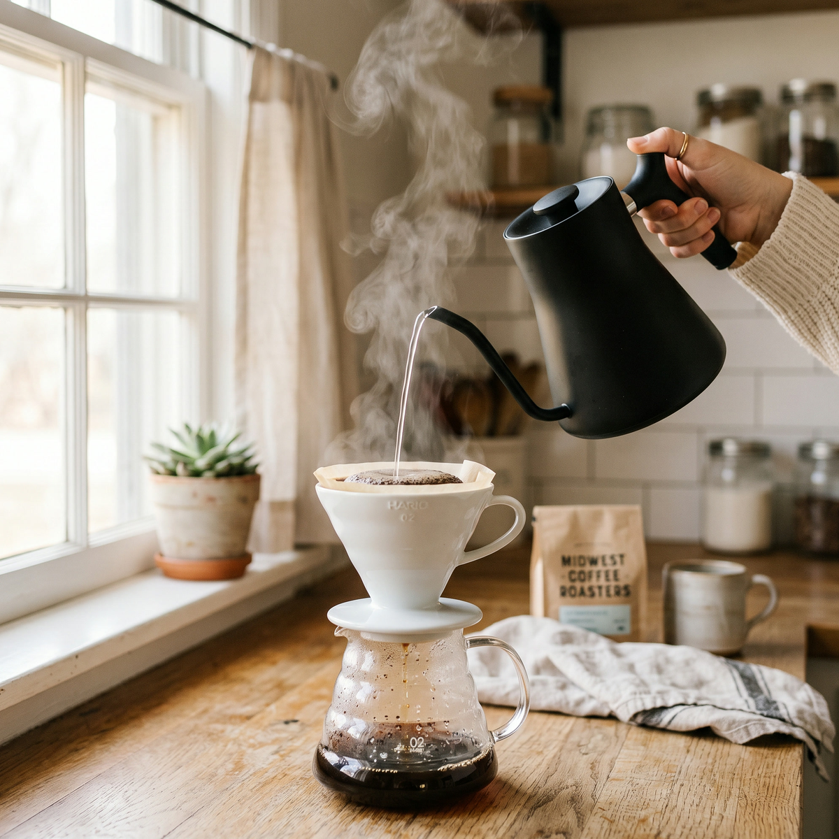 Pour-Over Coffee Kit — Gooseneck Kettle, Dripper & Carafe