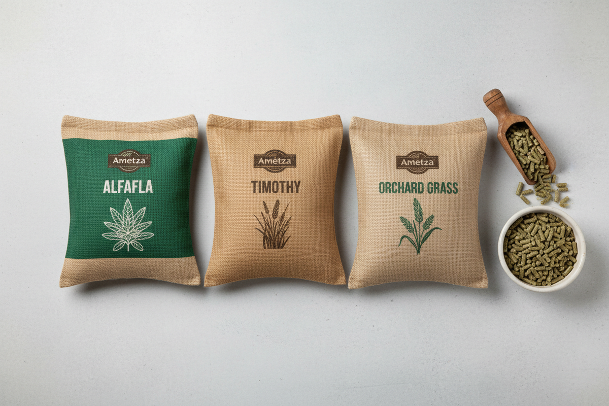 Ametza Variety Pack — Alfalfa, Timothy & Orchard Pellets (3 × 5 lb)