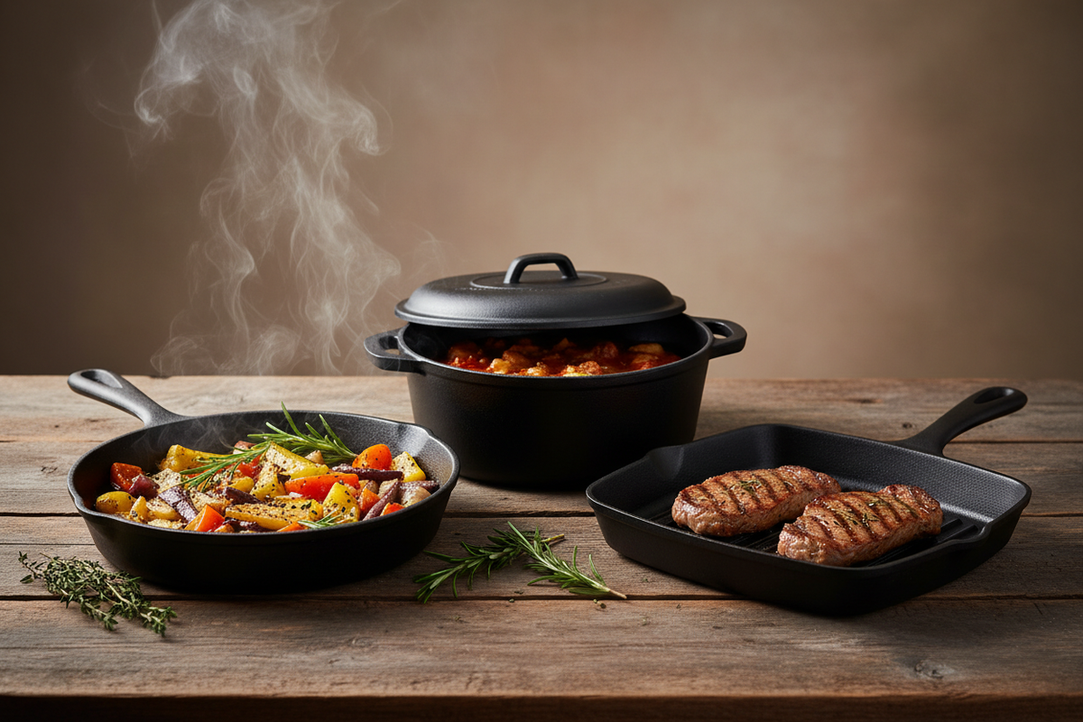 The Heritage Cast Iron Starter Set – Pre-Seasoned, Oven-to-Table Elegance