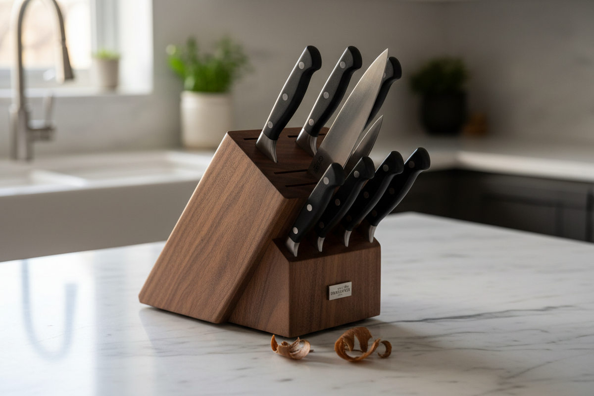 The Heritage Cutlery Block – American Walnut, Hand-Finished
